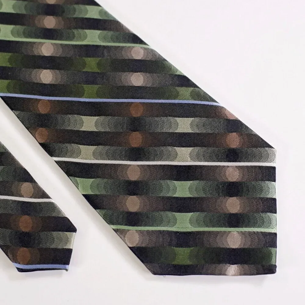 Arrow Green‎ Brown Striped Woven Silk Tie